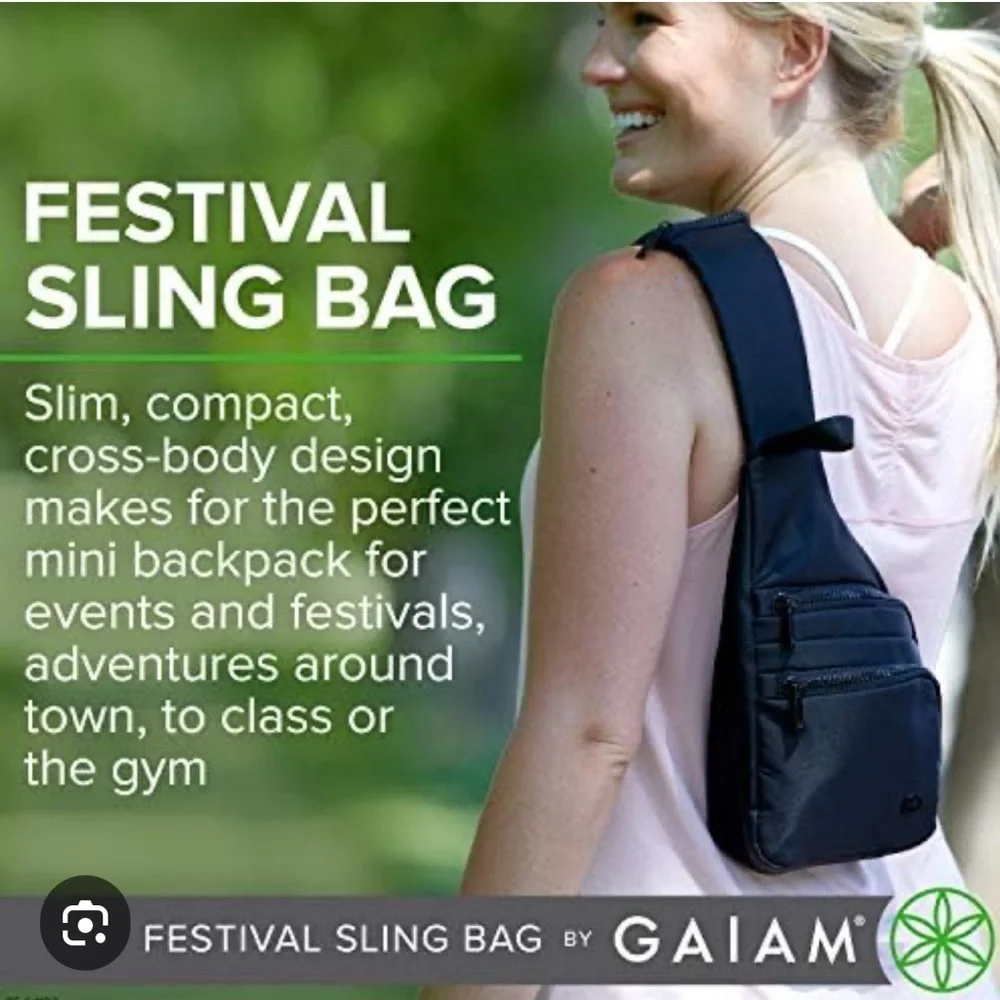 Gaiam Pink Festival Sling Bag NWT Multi Pocket Nylon Sling Bag - Pink - Picture 2 of 6